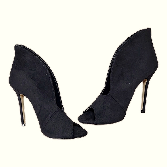 Bai Beiai Elegant Faux Suede Peep Toe Slip On Stilettos High Heel Size 39 US 8 - Picture 1 of 16